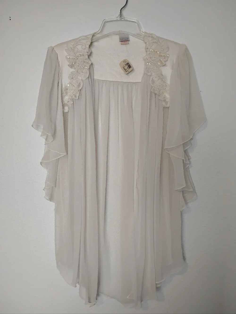 Vintage Cacique Lingerie Embellished Sheer Shawl Cover Up